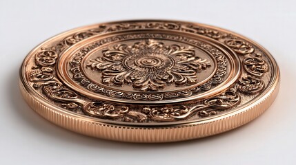 Fototapeta premium Bronze charm coin isolated on white background
