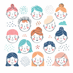 Doodle Faces Diverse Portraits with Hand-Drawn Style