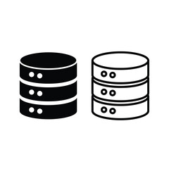 Database server rack icon set, data storage technology symbol for networking and cloud computing solutions.