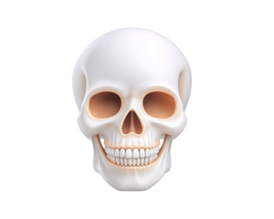 Skull anatomy A detailed frontal view of a human skull, showcasing its intricate bony structure, with eye sockets and nasal cavity, teeth and jaw. The skull, a symbol of life's fragility.