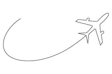 Airplane continuous one line drawing minimalist style design