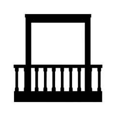 Obraz premium Black silhouette of an empty balcony with a railing and overhead structure silhouette