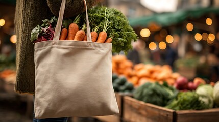 Fresh Produce Bag at Farmers Market - A Healthy Choice.