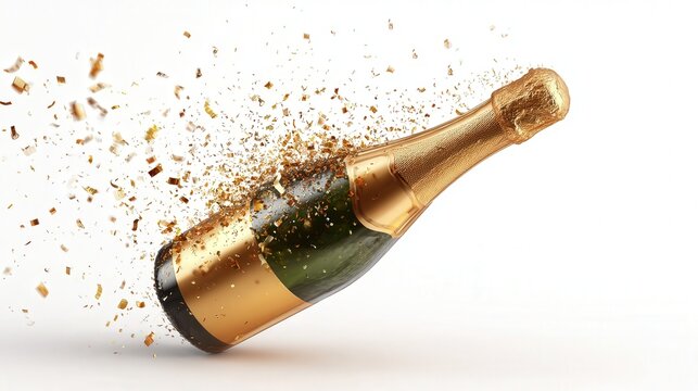 Champagne bottle for celebration isolated on white background