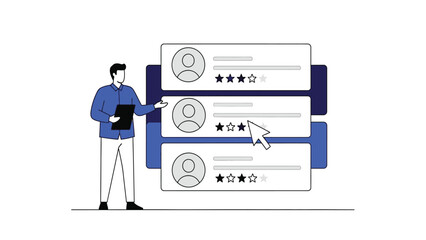 Customer Feedback Review and Performance Rating System Vector Illustration