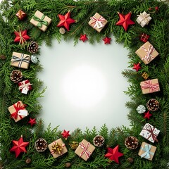 Christmas Wreath with Gifts and Decorations
