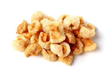 Crispy pork cracklings, a crunchy savory snack.