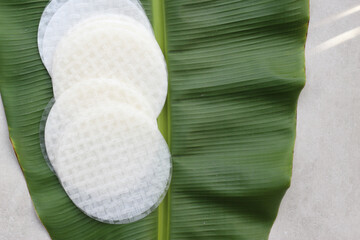 Stacked round sheets of Vietnamese rice paper