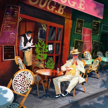 Evening at the Paris Cafe