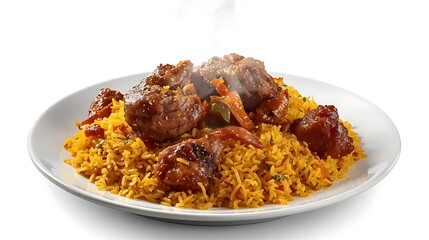 Ultra-Realistic Mutton Biryani: Tender Lamb and Saffron Rice Detail

