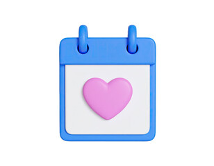 Romantic calendar with pink heart marking special date for love, celebration, and memorable relationship moments isolated on white background