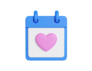 Romantic calendar with pink heart marking special date for love, celebration, and memorable relationship moments isolated on white background