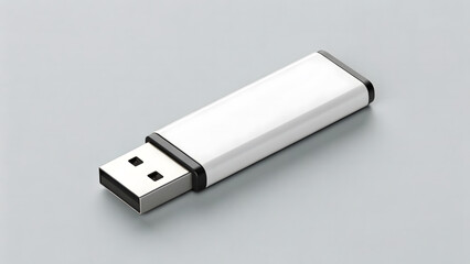 Modern USB flash drive with precise edges and clean minimal design on a soft pastel gray background