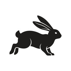 Jumping black rabbit silhouette vector illustration icon