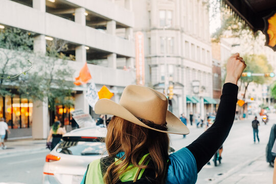 Protestor with Fist in Air San Antonio Texas