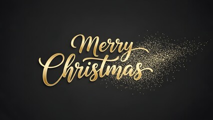Elegant gold script typography saying merry christmas with sparkling glitter effect on a dark background, perfect for holiday greeting cards and celebration design