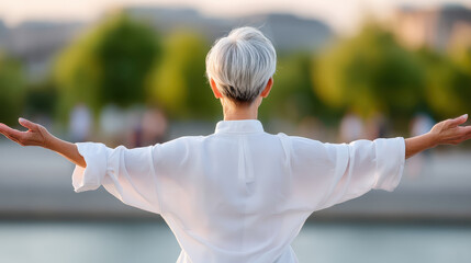 Elderly individuals often embrace fitness routines outdoors, enjoying fresh air and natural surroundings while promoting well being and vitality