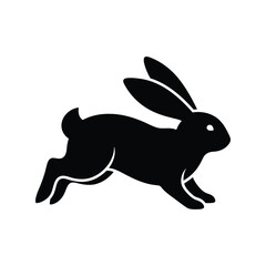 Running rabbit silhouette vector icon for easter & nature design