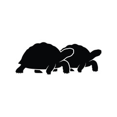 Two galapagos tortoise silhouettes vector icon