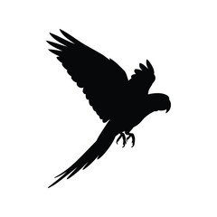 Flying macaw parrot silhouette vector icon