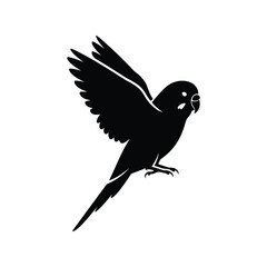 Flying parakeet silhouette vector icon