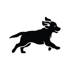 Happy running dog silhouette vector pet icon design