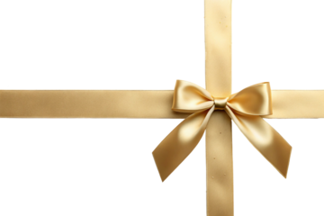 Gold ribbon and bow isolated on transparent background