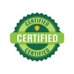Official certified quality approval green seal badge vector