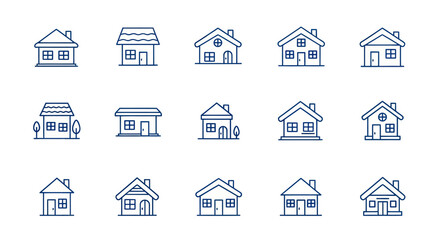 Collection of house icons in minimalist design for various concepts