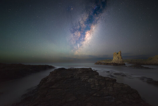 Sydney Australia beach with Milky Way