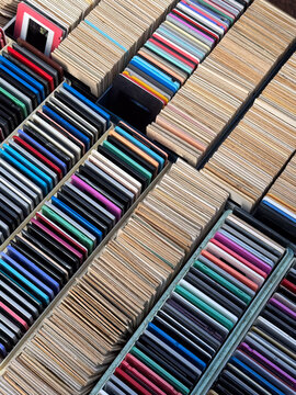 old slides collection on old boxes