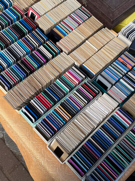 old slides collection on old boxes