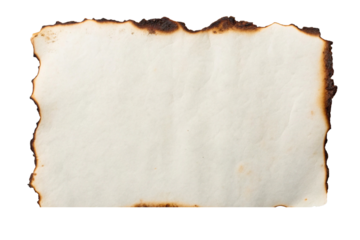 A piece of burnt paper with charred edges isolated on transparent background