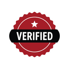 Red verified badge vector: trust & approval seal icon