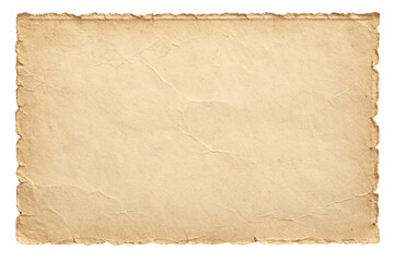 Aged textured paper with torn edges isolated on transparent background
