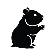 Cute hamster silhouette icon vector for pet and animal designs
