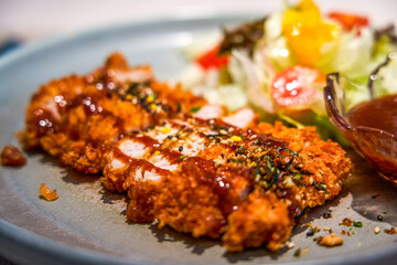 Crispy and delicious Japanese fried pork cutlet