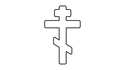 Orthodox cross symbol with three horizontal bars and slanted bottom bar.