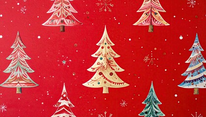 Festive Christmas Tree Pattern Seamless Holiday Background Design.