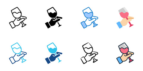 Fototapeta premium Wine tasting icon set multiple style vector collection. Editable Stroke 