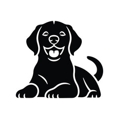 Happy dog glyph vector icon   pet care & animal logo design