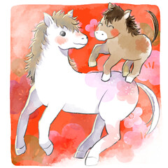 馬の年賀状イラスト