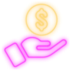 Pink Money in Hand Symbol for Grants, Cashback Services, and Client Reimbursements