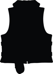Black silhouette icon of a protective vest or body armor isolated on white background