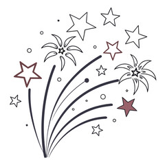 Fireworks and Stars Icon Graphic celebration festive