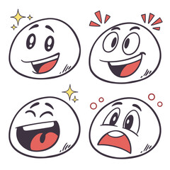 Four cartoon faces showing different emotions expression