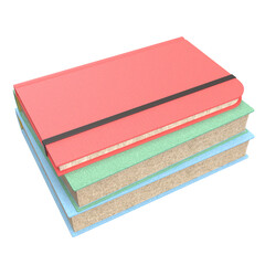 Colorful Hardcover Book Stack on White Background 3d render.