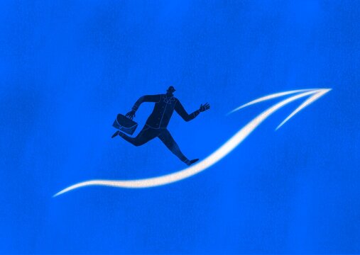 figure of man run in the direction of the arrow 