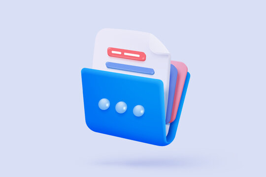 3d paper sheet and folder for management multimedia file cyberspace. Image paperwork and video document folder icon. Document efficient work on project plan. 3d picture icon vector render Illustration