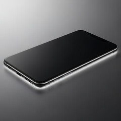 Sleek Black Smartphone Displaying a Dark Screen on a Gradient Surface.